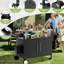 Table de barbecue extérieure noire avec rangement pour les sauces et plateau à couches mobile