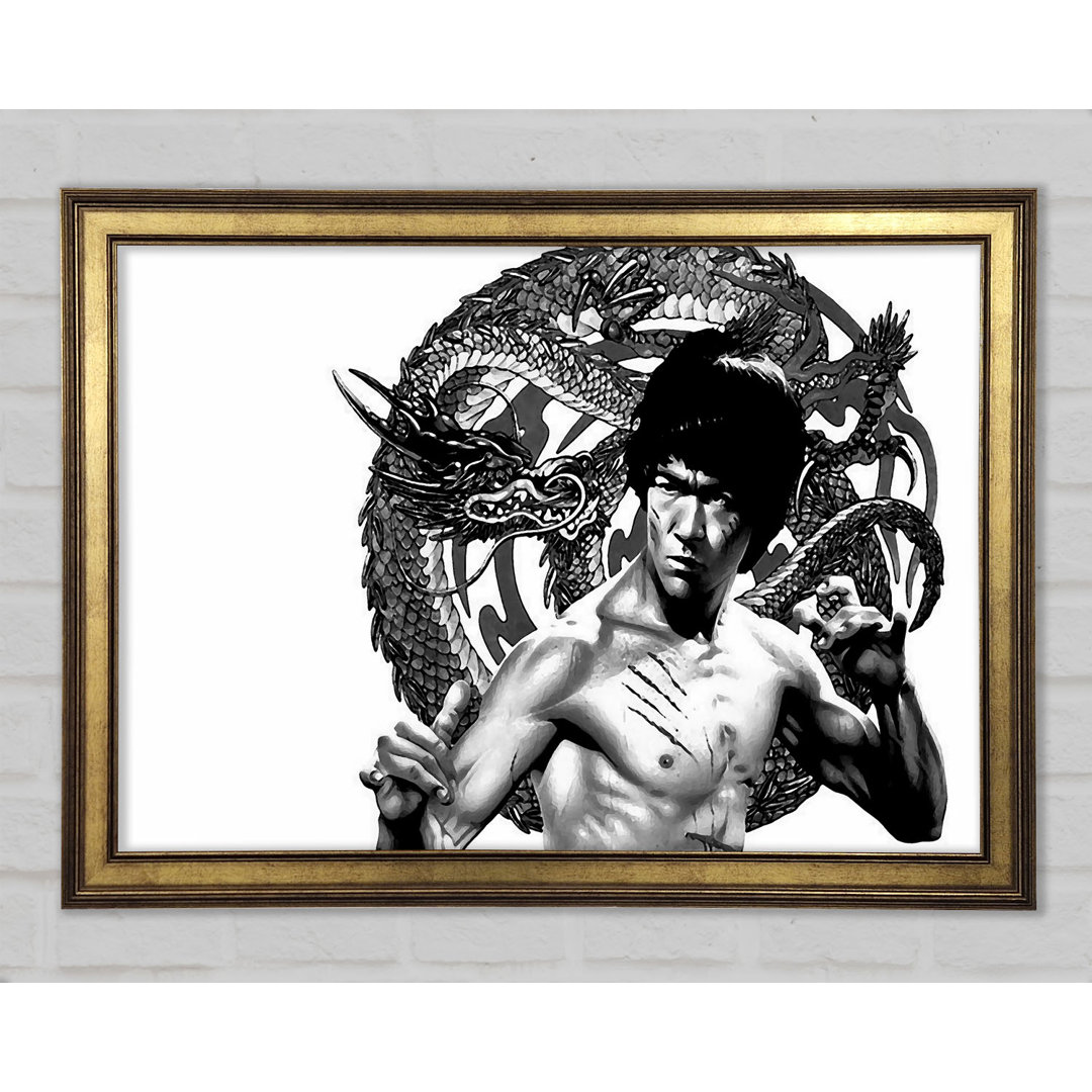 Bruce Lee Drache B N W - Druck