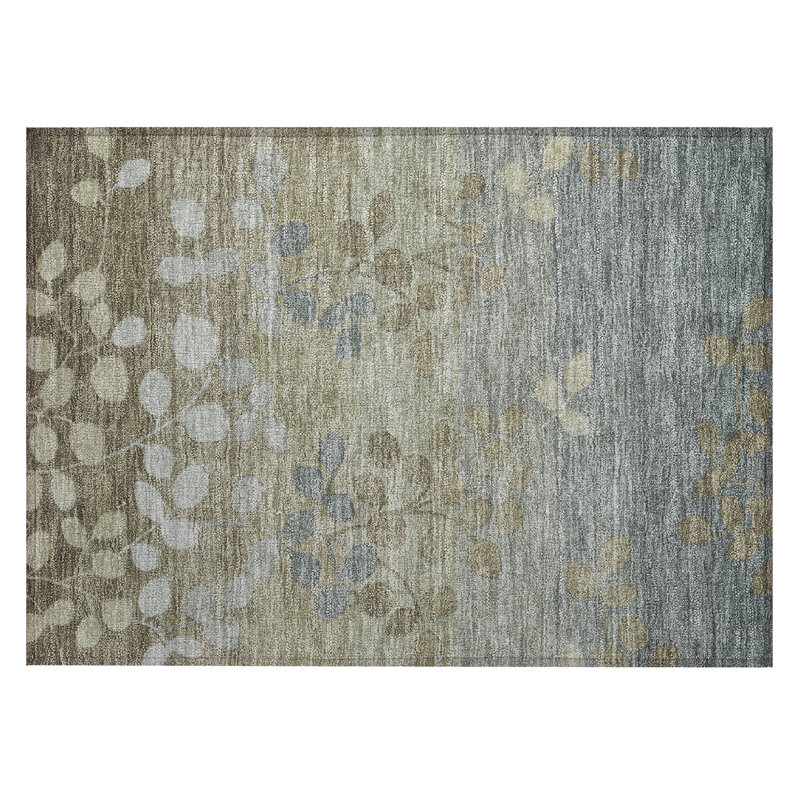 Machine Washable Indoor/Outdoor Xhevrie Khaki Rug, Rectangle 1'8" x 2'6"