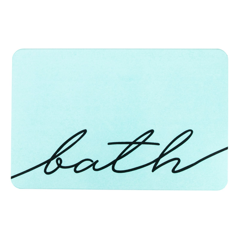 Non-Slip Bath Mat, Aqua/Black