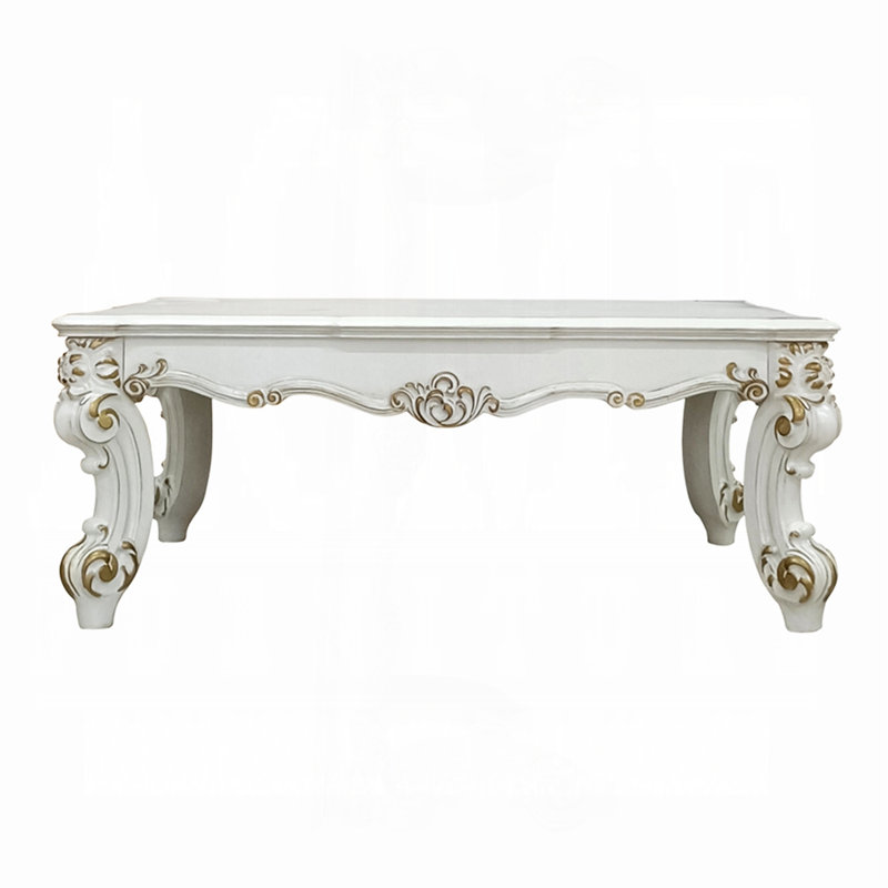 Table basse avec pieds à volutes, Ivoire ivoire