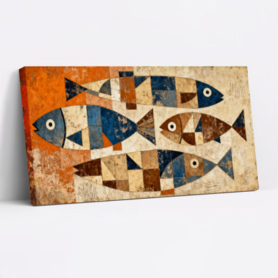 «Abstract Fish», ensemble de 1 reproduction d'art sur toile tendue sur toile