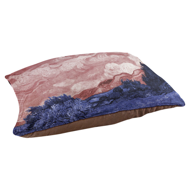 Coussin de concepteur indigo wheatfield avec blé cyprès Burk, L 19,5 po x l 29,5 po, Rouge / bleu / brun foncé