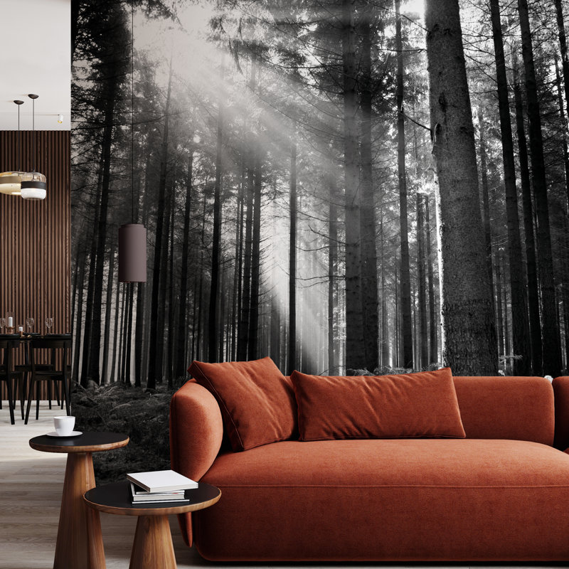  Monochrome Forest Matt Smooth Paste the Wall Mural 300cm wide x 240cm high, 240 cm L x 300 cm W
