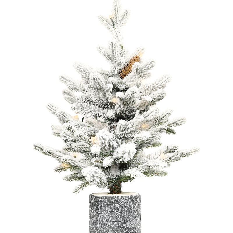 Arbre de Noël floqué de 2 pi avec 30 lumières chaudes, 189 branches pe + et 3 pins pour un hall d'entrée festif