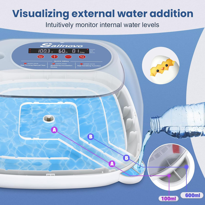 24 Chicken Egg Incubators with 4 Modes, 360° View Incubator with Automatic Egg Turning and Temperature Control Humidity Display, Digital Incubator for Chicken Quail Duck