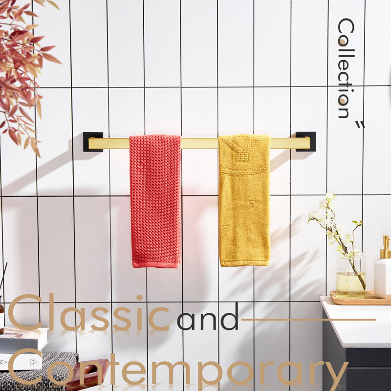 Porte-serviettes mural 25,5 po, Noir / or, H 2 po x l 25,5 po x P 3 po