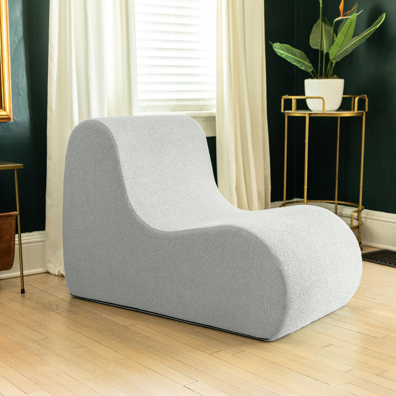 Uptown Modern Armless Accent Chair, Boucle, Silver Boucle
