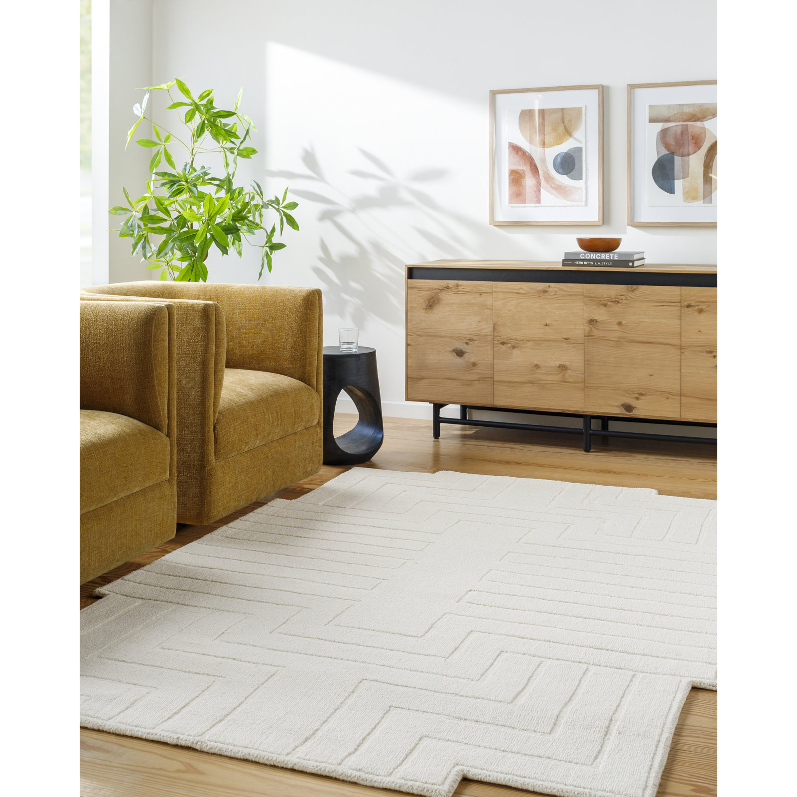 Loretto Hand-Loomed White Wool Rug, Novelty 8' x 10'