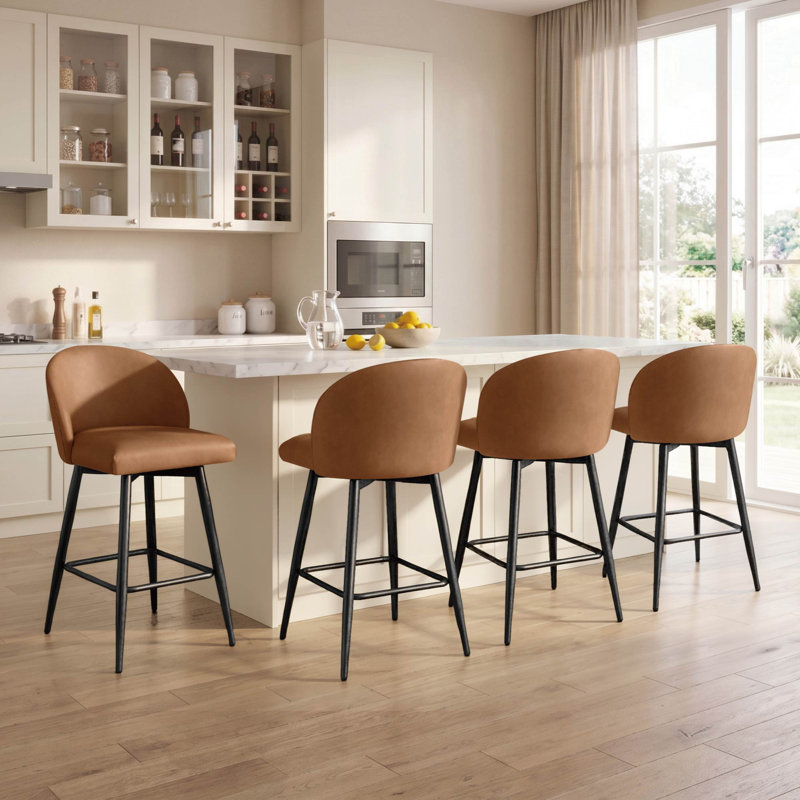 Tabouret de bar et de comptoir pivotant, Brun