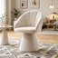Fauteuil pivotant d'appoint, fauteuil de coiffeuse avec dossier incurvé, chaise de salle à manger rembourrée pour la maison-131650156