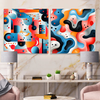 Motif tendance rose et bleu Popart - ensemble abstrait géométrique en verre acrylique