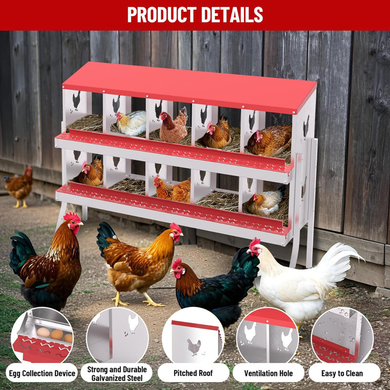 0.7mm Galvanized Steel Nesting Boxes, Red