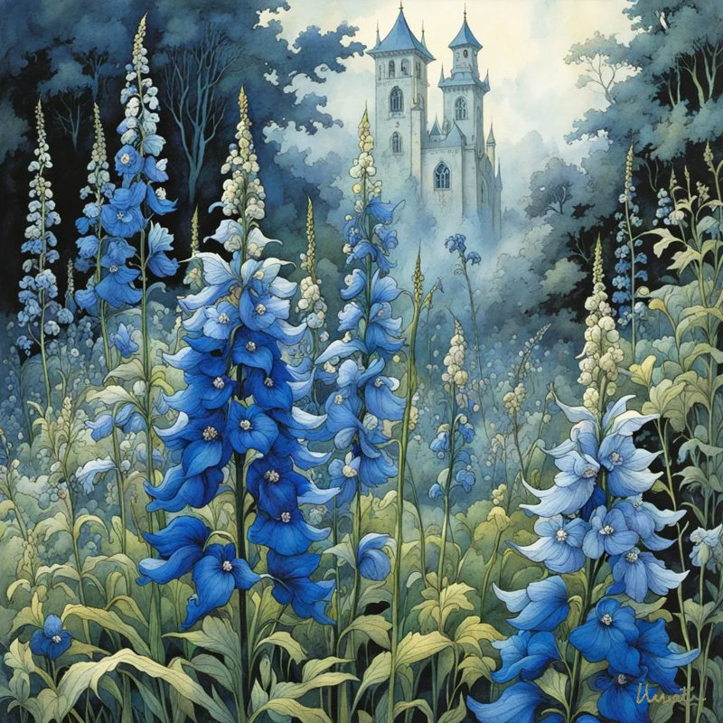Mystic Bloom Tower - Reproduction florale gothique sur toile tendue, H 12 po x l 12 po