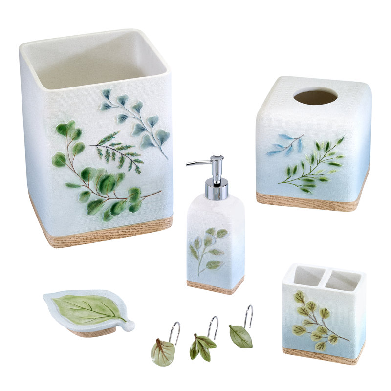 Hand-Painted Resin Leaf Soap Dish with Wood-Look Base