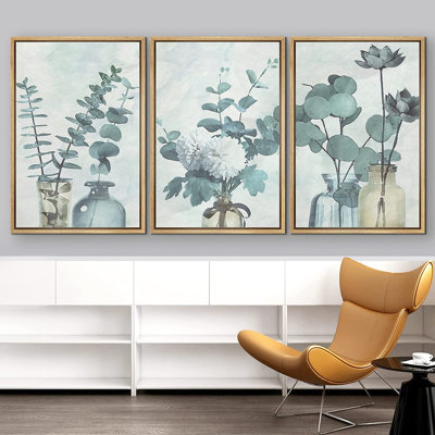 Ensemble de 3 impressions sur toile à cadre flottant