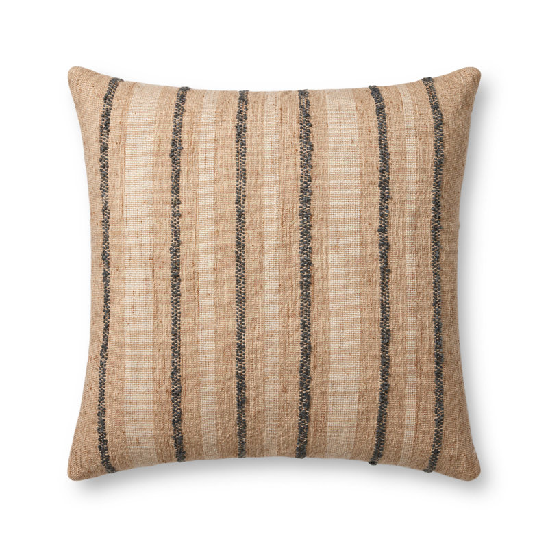 Amber Lewis Natural and Blue Striped 22" x 22" Down Pillow