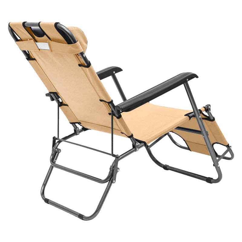 Byan 178 cm Long Sun Lounger with Cushions Patio Chaise Lounge, Beige