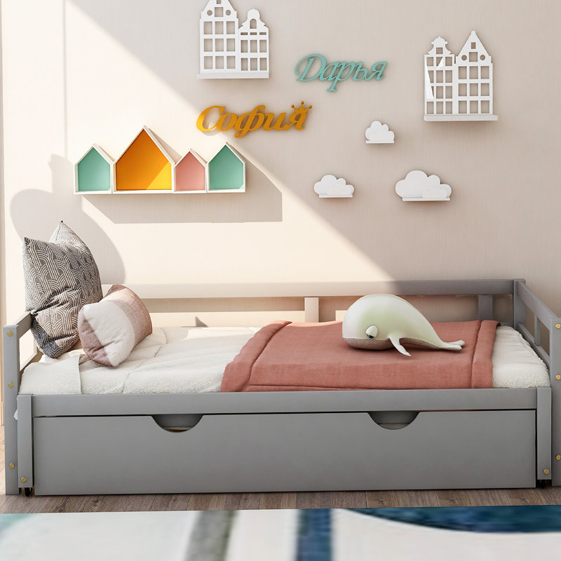 Lit de jour simple avec couchette Goessel, gris
