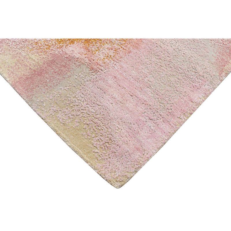 Abstract Area Rug in Pink/Gold