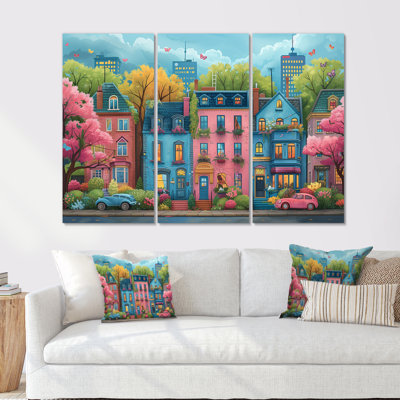 Ensemble de décoration murale rose Toronto Cityscape View III - City Toronto
