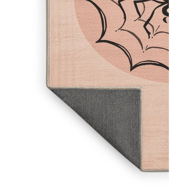 Soft Plush Fedele Halloween Modern & Contemporary Abstract Area Rug in Beige – Beige Binding, 2x5