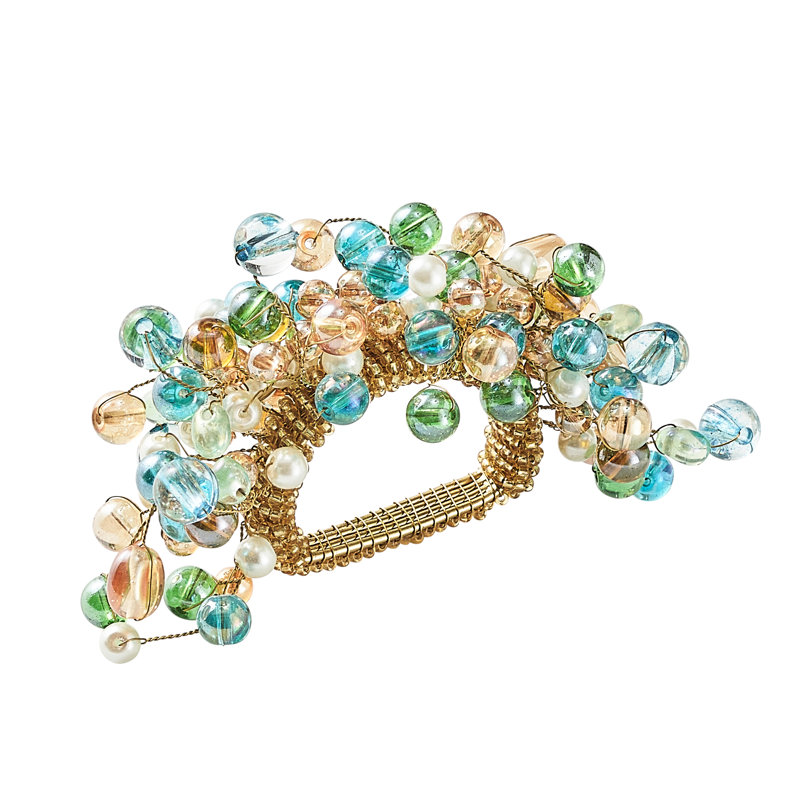 Spritz Napkin Ring, Natural/Seafoam