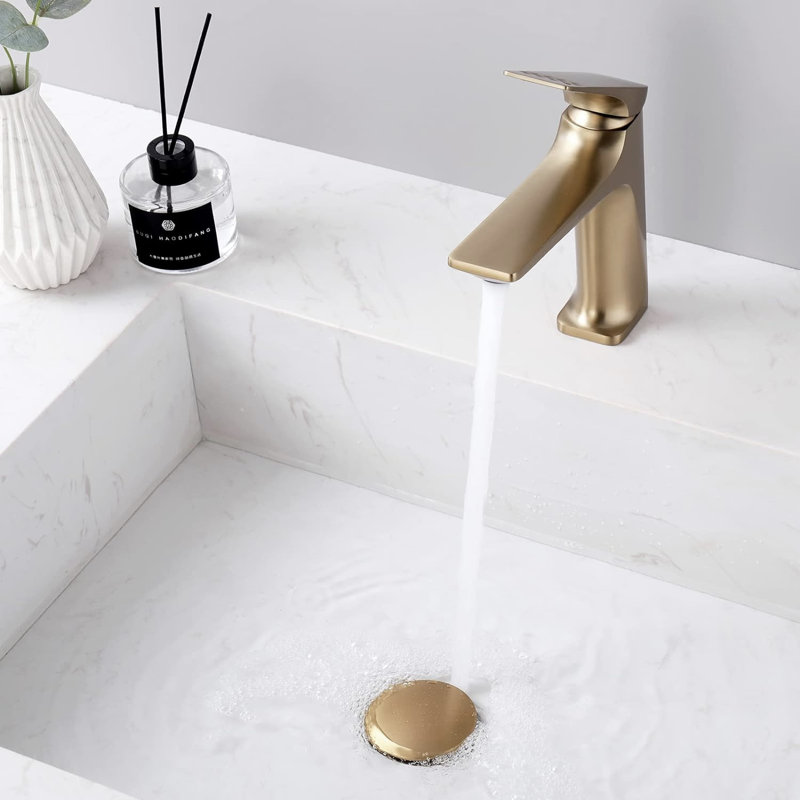 Bathroom Sink Pop-Up Drain With Overflow Vessel Sink,Stainless Steel,One Pieces,, Brushed Gold