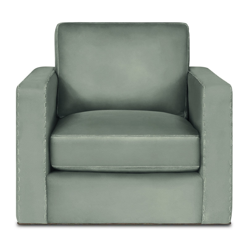 Magdalena Leather Swivel Armchair, Parchment (Dreamer), Satin Dark Bronze
