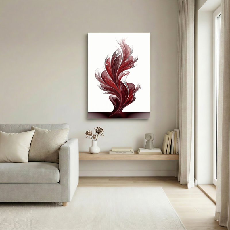Ensemble de 1 tableau abstrait sur toile avec flamme, 48"H x 32"W, Toile tendue