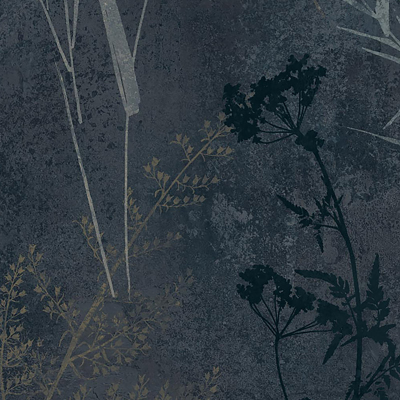 Floral Wallpaper Double Roll, Dark Blue