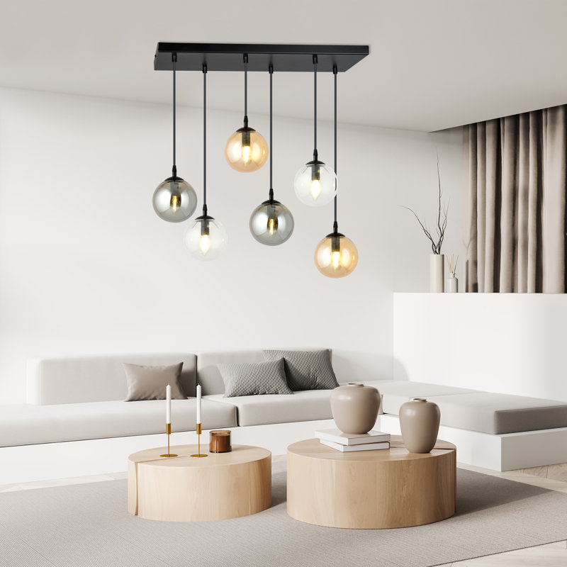 Cadesha 6 - Light Black Pendant, Graphite/Amber