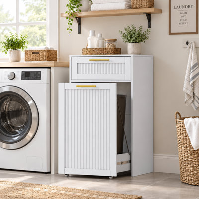 13-Gallon Pull-Out Trash Cabinet with Drawer
