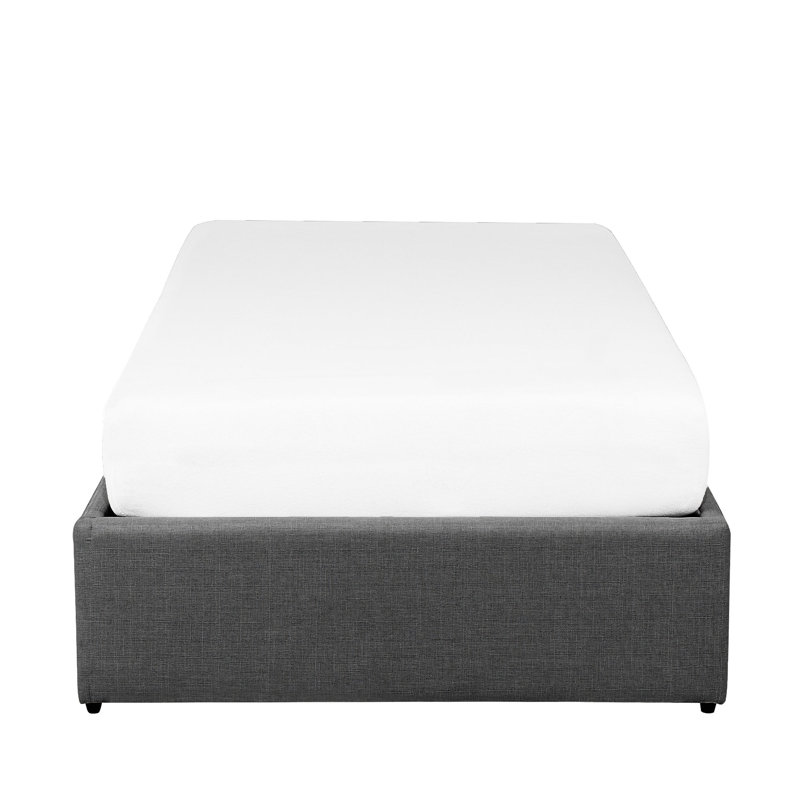 Amara Upholstered Ottoman Storage Bed, Grey, European Single (90 x 200 cm)