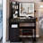 37-Inch Vanity Table With Cushioned Stool, Built-In 2 Ac + Socket, Hair Dryer Stand, Touch Control 3-Color Led Mirror, American Award - Winning Design Middle Size Left Drawer Desktop And Stool ,