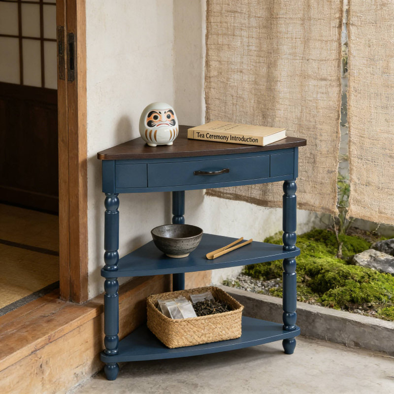 Table d'appoint d'angle à 3 niveaux pour les petits espaces et les espaces de détente en coin, Marine