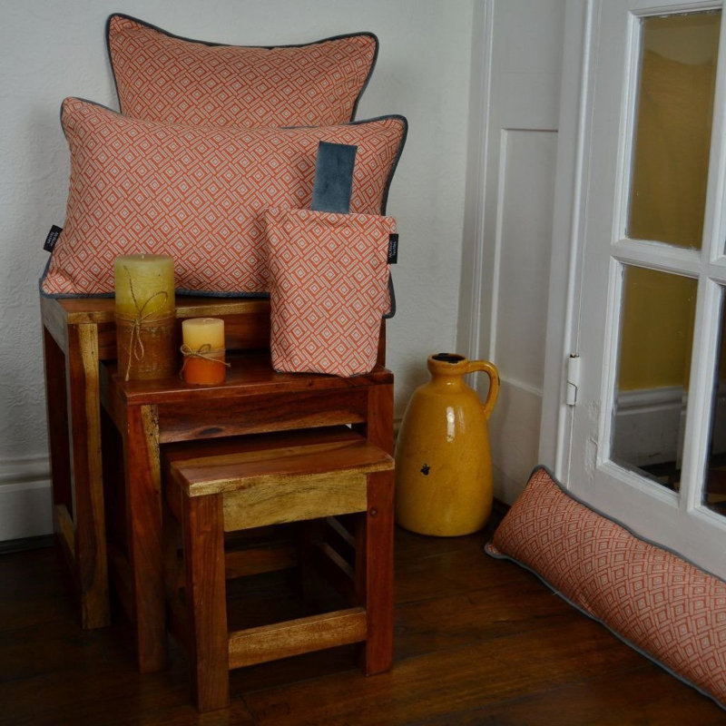 Hudepohl Geometric Square Cushion Cover, 43 x 43cm, Orange