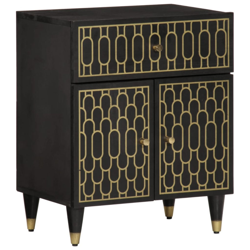 Aaroh 50 cm W Bedside Table, Black