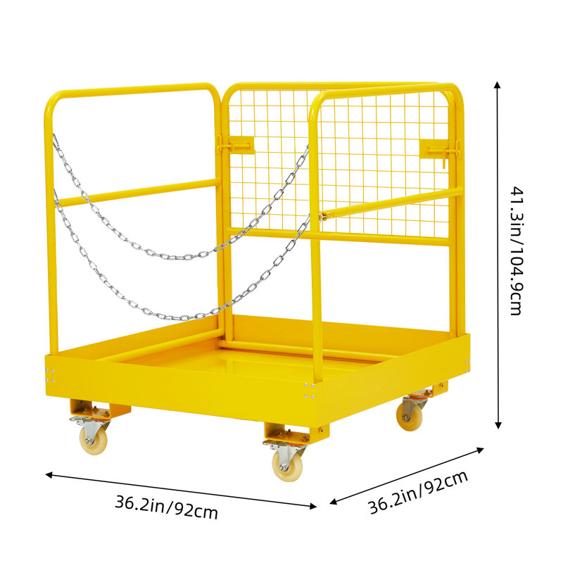 Forklift Safety Cage 36"x36" for 1 or 2 People, Forklift Man Basket 1200 Lbs, Foldable Forklift Work Platform