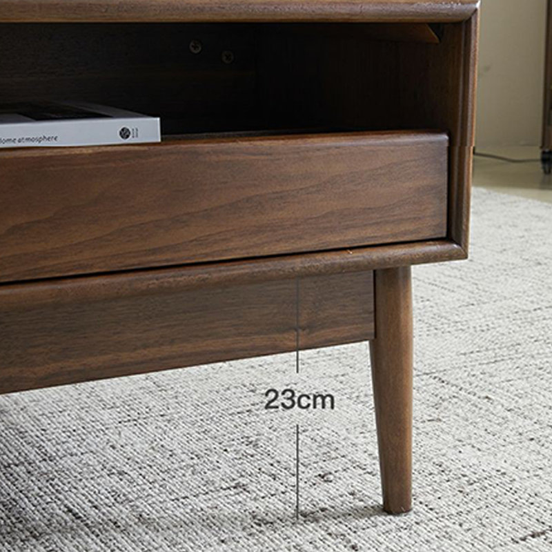 Table basse en bois de chêne massif avec rangement mixte, H 17,71 po x L 62,99 po x l 23,62 po