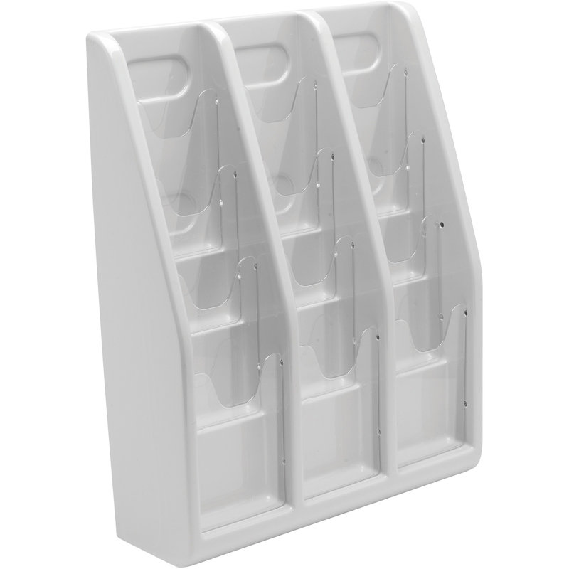 Gray and Clear Multi-Tier Literature Holder with 12 Compartments