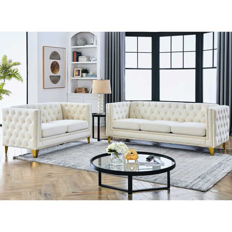 Velours beige 3 + 2 - Livraison rapide chez nous