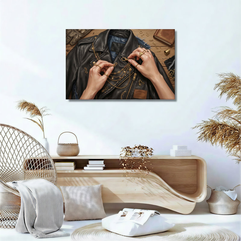 Ensemble de 1 tableau sur toile représentant une veste en cuir, 36"H x 48"W, Wrapped Canvas