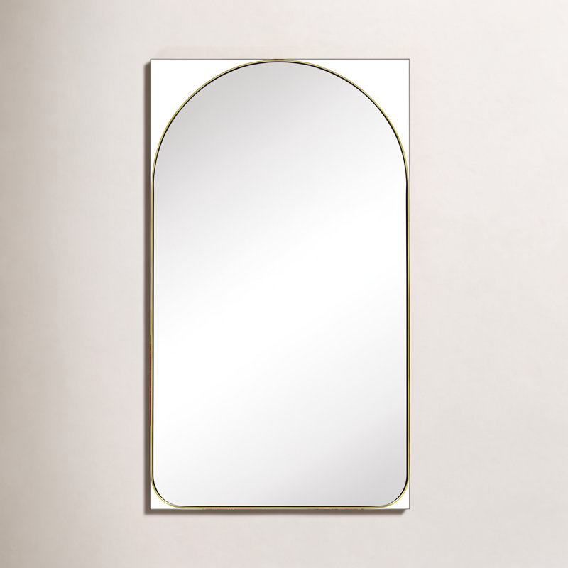 W H Recessed Framed Medicine Cabinet with Mirror and 2 Adjustable Shelves, Brushed Gold, 28.3" H x 16" W x 4.96" D