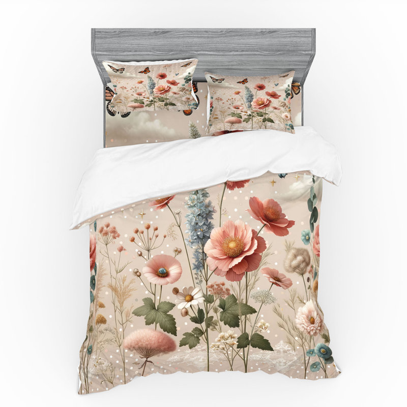 Ensemble de literie à motif floral eucalyptus Ambesonne et rose taupe, King Duvet Cover + 3 Additional Pieces