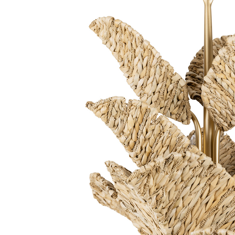 Banana Leaf 12-Light Chandelier - French Gold/Natural Seagrass
