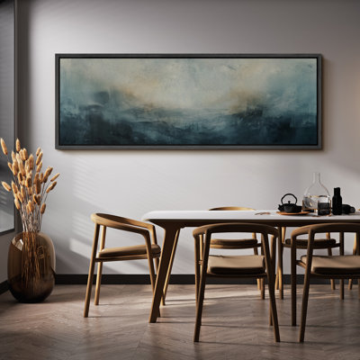 «Minimal Landscape Abstract Ocean Waves Gradient Blue», moderne, très grande impression sur toile, art mural