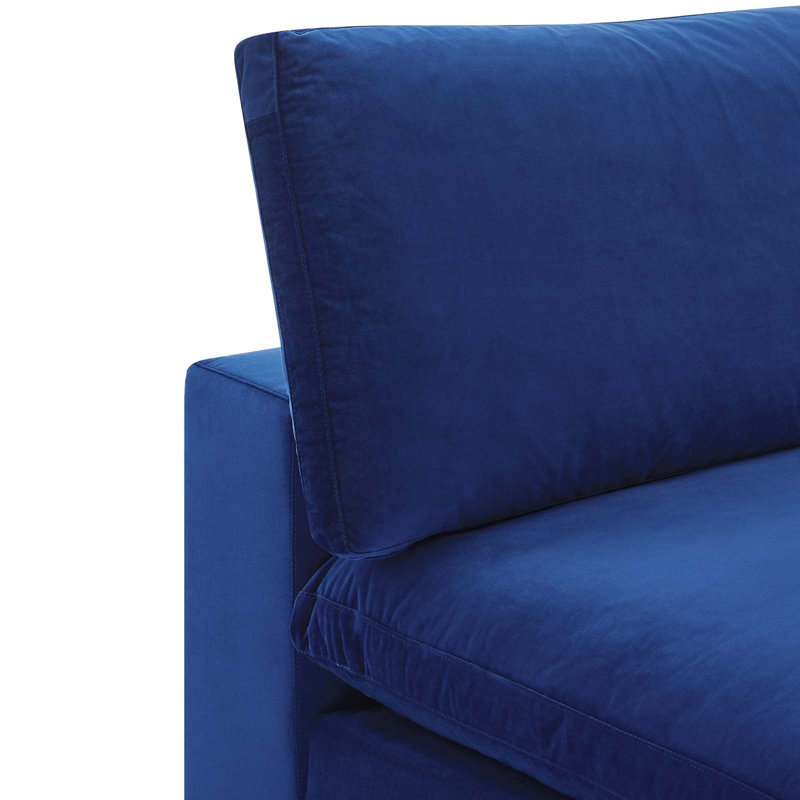 Commix Down Filled Overstuffed Performance Velvet Armless Chair, Navy Velvet