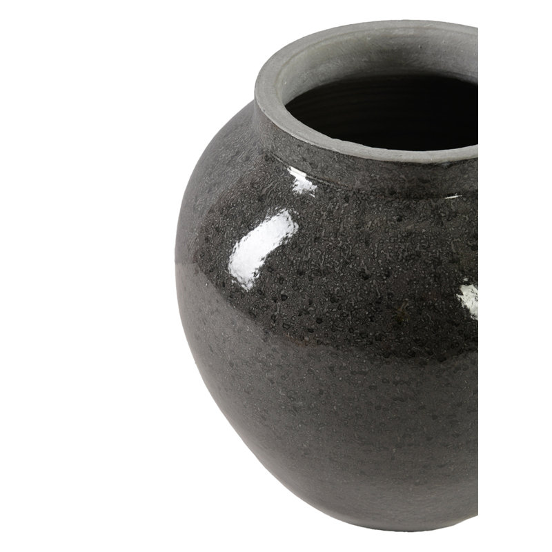 Vase en céramique noire Latitude Run de Latitude Run® - finition polie brillante avec texture tachetée unique, décoration élégante pour les arrangements floraux et les événements, 10 po de diamètre et 11 po de hauteur