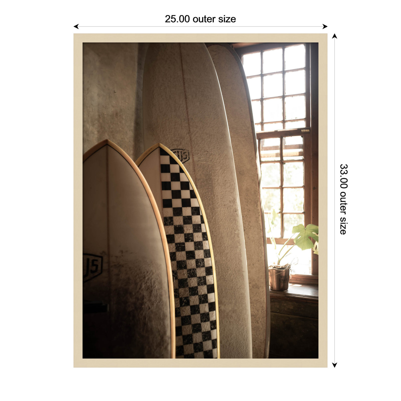 Parklawn "Deus Surfboards" Print, 33" H x 25" W, Brown